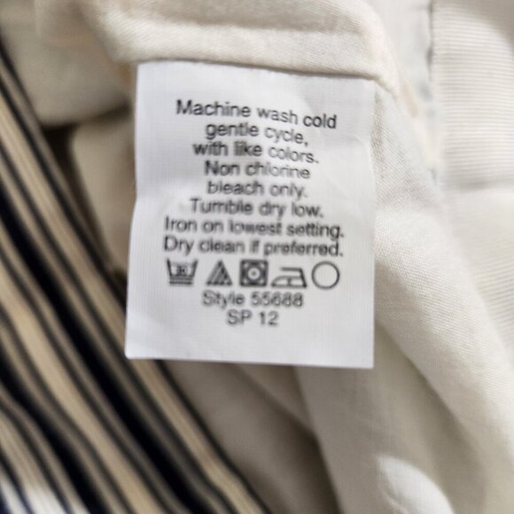 J Crew Women Size 12 Blue Stripe Pleated Zip Back Cotton Blend Lined Midi Skirt - Picture 12 of 12